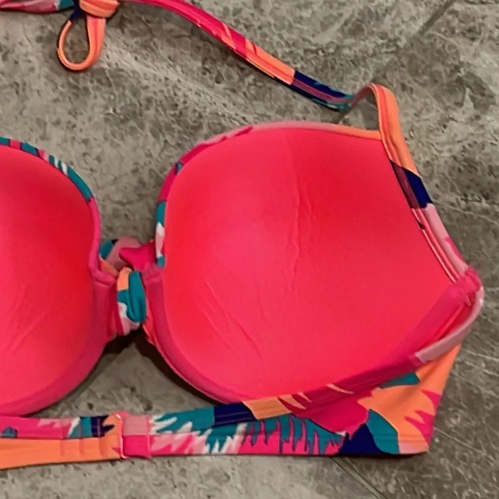 Aerie Pink Floral Underwire Padded Bikini Top 36D